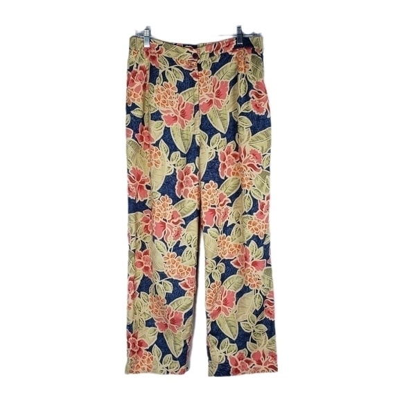 TALBOTS VTG Linen Blend Floral Crop/Ankle  Pant Size 12W. - Picture 1 of 12